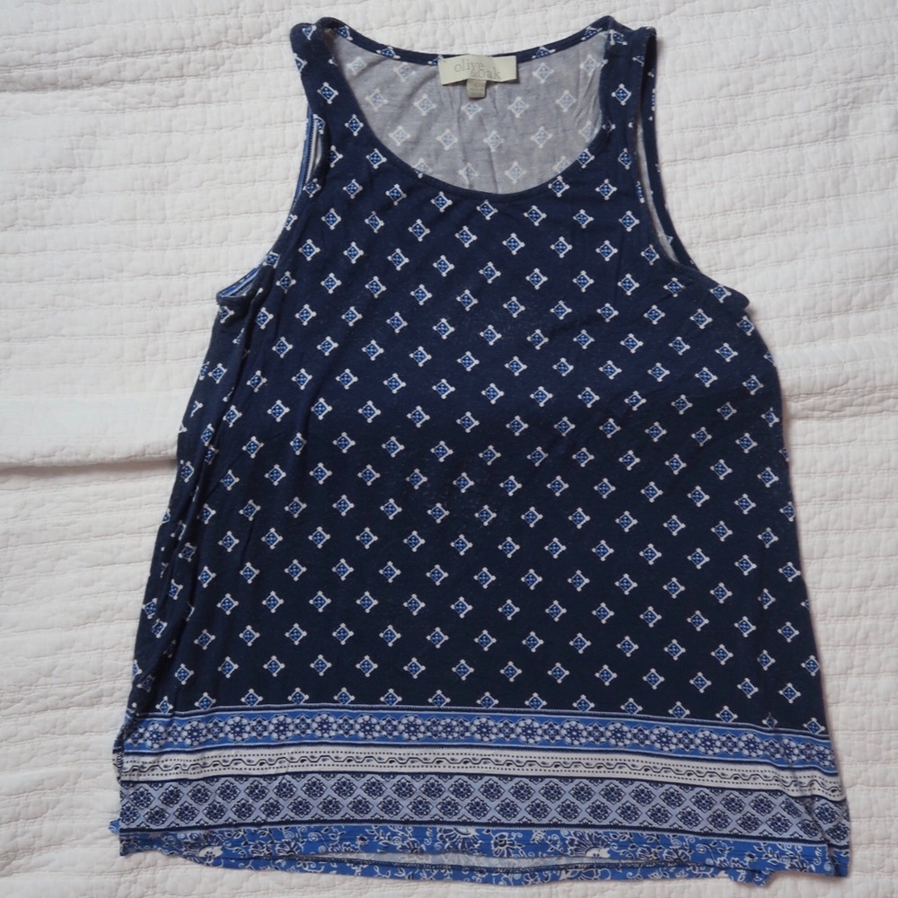 Navy boho tank top